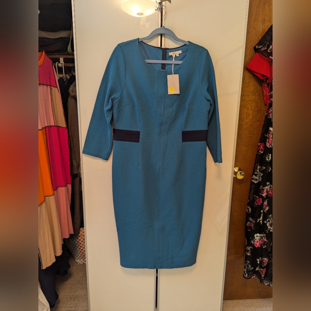 Boden Laura Ottoman Teal Dress 14 - Picture 2 of 10